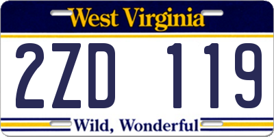 WV license plate 2ZD119