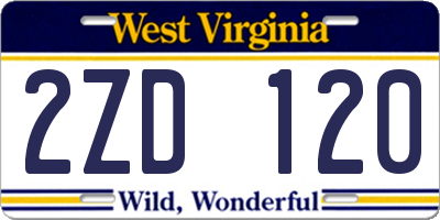 WV license plate 2ZD120