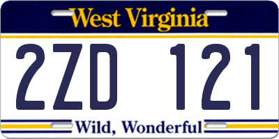 WV license plate 2ZD121