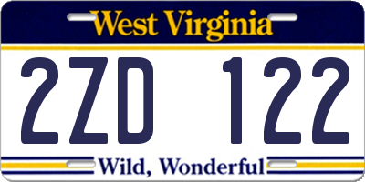 WV license plate 2ZD122