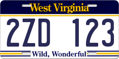 WV license plate 2ZD123