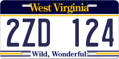 WV license plate 2ZD124