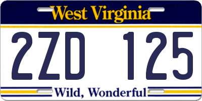 WV license plate 2ZD125
