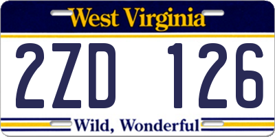 WV license plate 2ZD126