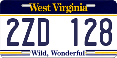 WV license plate 2ZD128
