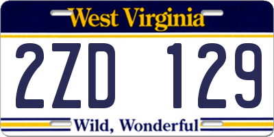 WV license plate 2ZD129