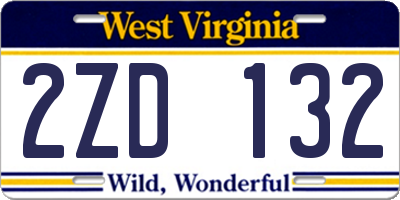 WV license plate 2ZD132
