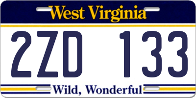 WV license plate 2ZD133