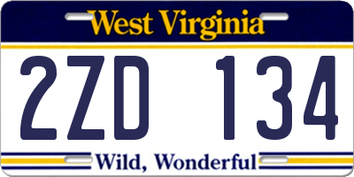 WV license plate 2ZD134