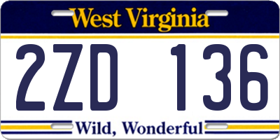 WV license plate 2ZD136