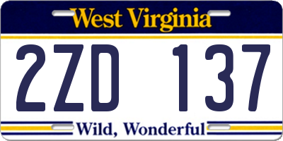 WV license plate 2ZD137