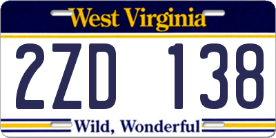 WV license plate 2ZD138