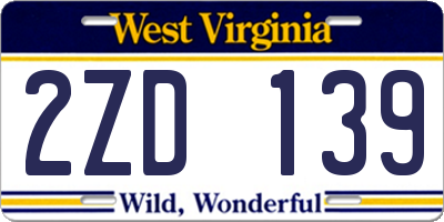 WV license plate 2ZD139