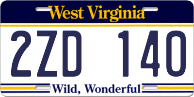 WV license plate 2ZD140