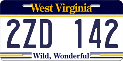 WV license plate 2ZD142