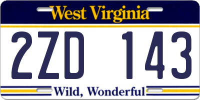 WV license plate 2ZD143