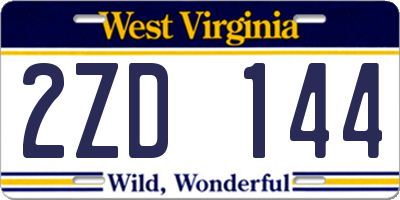 WV license plate 2ZD144