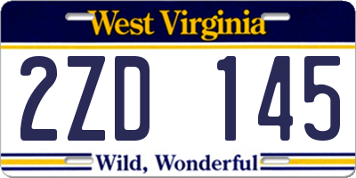 WV license plate 2ZD145