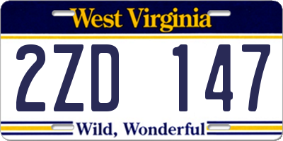 WV license plate 2ZD147