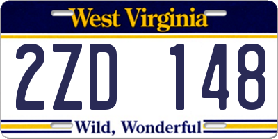 WV license plate 2ZD148