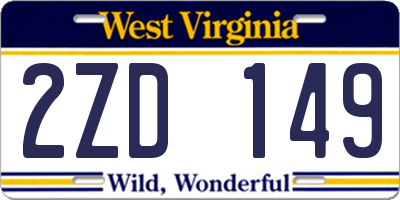 WV license plate 2ZD149