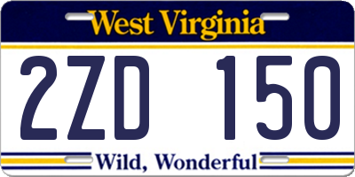 WV license plate 2ZD150