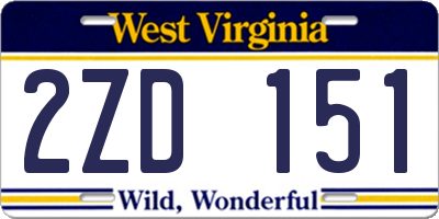 WV license plate 2ZD151