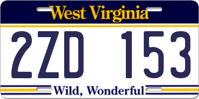 WV license plate 2ZD153
