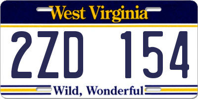 WV license plate 2ZD154