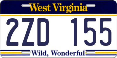 WV license plate 2ZD155