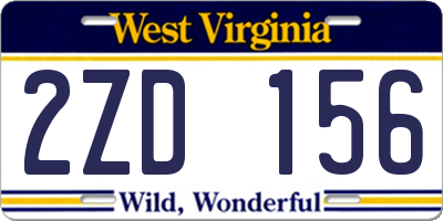 WV license plate 2ZD156