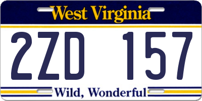 WV license plate 2ZD157