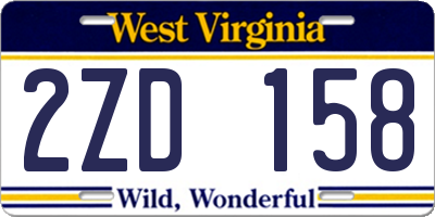 WV license plate 2ZD158