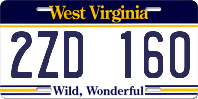 WV license plate 2ZD160