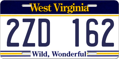 WV license plate 2ZD162