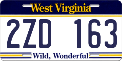 WV license plate 2ZD163