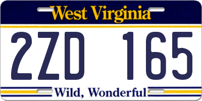 WV license plate 2ZD165