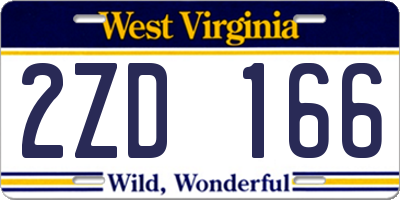 WV license plate 2ZD166