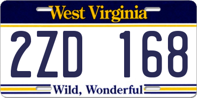 WV license plate 2ZD168