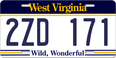 WV license plate 2ZD171