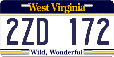 WV license plate 2ZD172