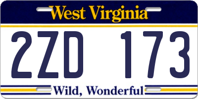 WV license plate 2ZD173