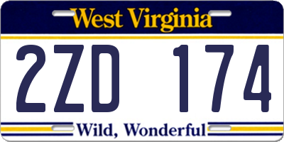 WV license plate 2ZD174