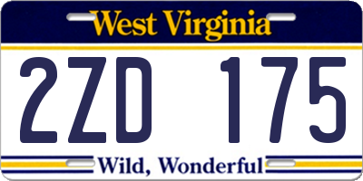 WV license plate 2ZD175