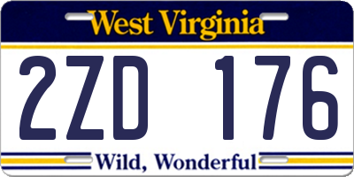 WV license plate 2ZD176