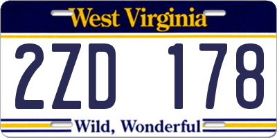 WV license plate 2ZD178