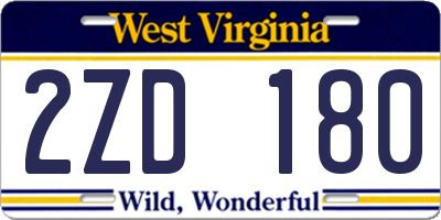 WV license plate 2ZD180
