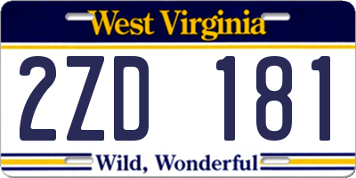 WV license plate 2ZD181