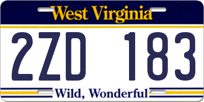 WV license plate 2ZD183