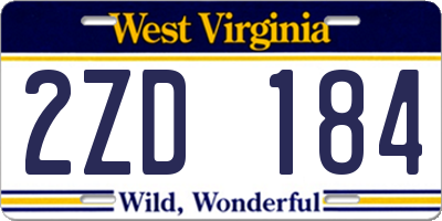 WV license plate 2ZD184